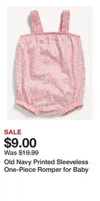 Old Navy Old Navy Printed Sleeveless One-Piece Romper for Baby offer