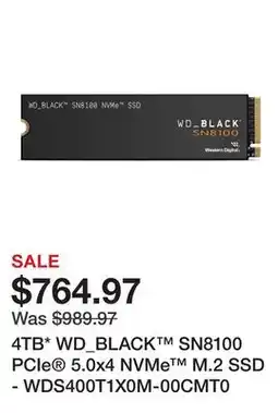 Newegg 4TB* WD_BLACK SN8100 PCIe 5.0x4 NVMe M.2 SSD - WDS400T1X0M-00CMT0 offer