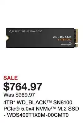 Newegg 4TB* WD_BLACK SN8100 PCIe 5.0x4 NVMe M.2 SSD - WDS400T1X0M-00CMT0 offer