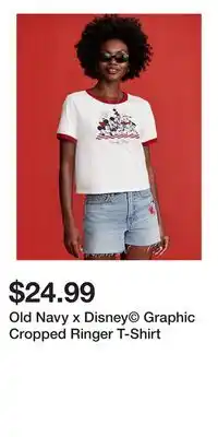 Old Navy Old Navy x Disney Graphic Cropped Ringer T-Shirt offer