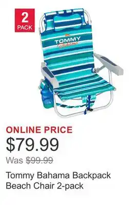 Costco Tommy Bahama Backpack Beach Chair 2-pack offer