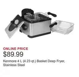 Costco Kenmore 4 L (4.23 qt.) Basket Deep Fryer, Stainless Steel offer