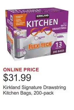 Costco Kirkland Signature Drawstring Kitchen Bags, 200-pack offer
