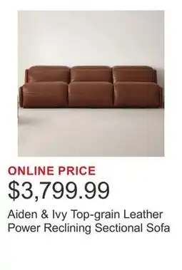 Costco Aiden & Ivy Top-grain Leather Power Reclining Sectional Sofa offer
