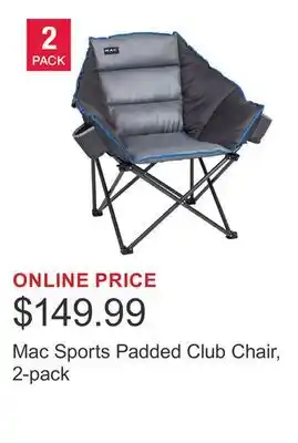 Costco Mac Sports Padded Club Chair, 2-pack offer