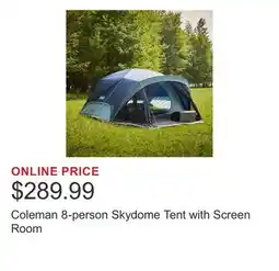 Costco Coleman 8-person Skydome Tent with Screen Room offer