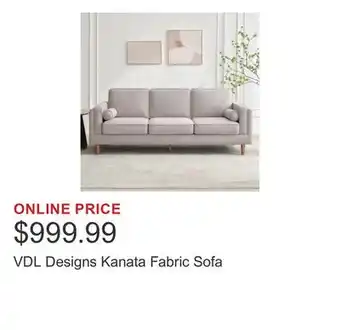 Costco VDL Designs Kanata Fabric Sofa offer