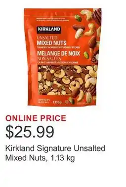 Costco Kirkland Signature Unsalted Mixed Nuts, 1.13 kg offer