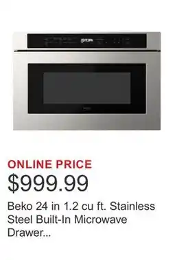 Costco Beko 24 in 1.2 cu ft. Stainless Steel Built-In Microwave Drawer with Sensor Cooking offer