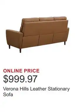 Costco Verona Hills Leather Stationary Sofa offer