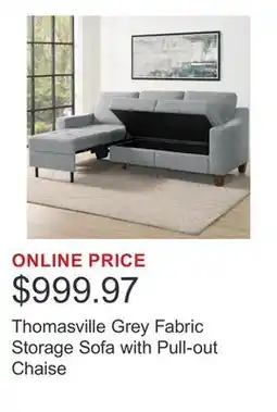 Costco Thomasville Grey Fabric Storage Sofa with Pull-out Chaise offer
