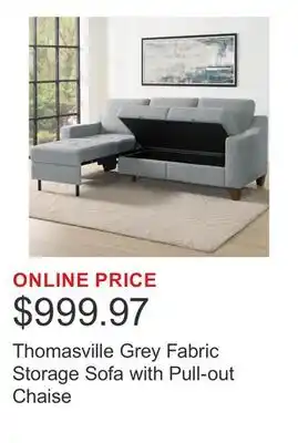 Costco Thomasville Grey Fabric Storage Sofa with Pull-out Chaise offer