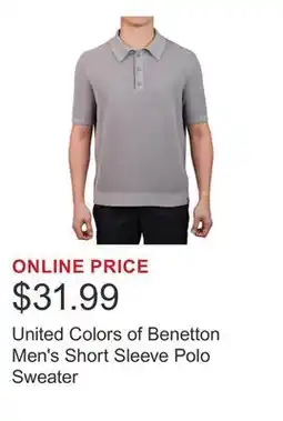 Costco United Colors of Benetton Men's Short Sleeve Polo Sweater offer