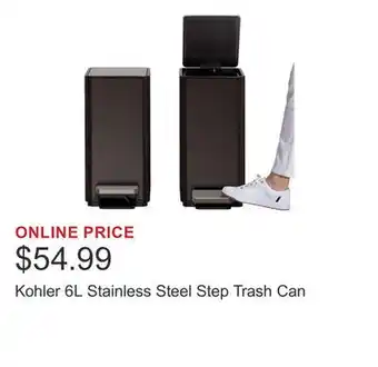 Costco Kohler 6L Stainless Steel Step Trash Can offer