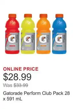 Costco Gatorade Perform Club Pack 28 x 591 mL offer