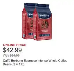 Costco Caffè Borbone Espresso Intenso Whole Coffee Beans, 2 × 1 kg offer