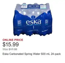 Costco Eska Carbonated Spring Water 500 mL 24-pack offer