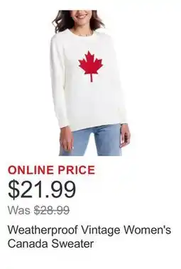 Costco Weatherproof Vintage Women's Canada Sweater offer