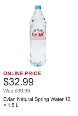 Costco Evian Natural Spring Water 12 × 1.5 L offer