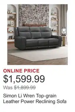 Costco Simon Li Wren Top-grain Leather Power Reclining Sofa offer