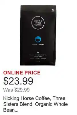 Costco Kicking Horse Coffee, Three Sisters Blend, Organic Whole Bean Coffee, Medium Roast, 1kg offer