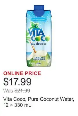 Costco Vita Coco, Pure Coconut Water, 12 × 330 mL offer