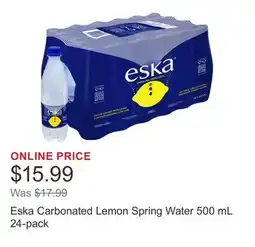 Costco Eska Carbonated Lemon Spring Water 500 mL 24-pack offer