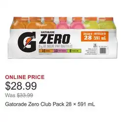 Costco Gatorade Zero Club Pack 28 × 591 mL offer