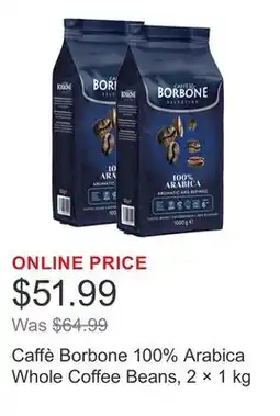 Costco Caffè Borbone 100% Arabica Whole Coffee Beans, 2 × 1 kg offer
