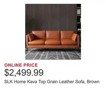 Costco SLK Home Kava Top Grain Leather Sofa, Brown offer