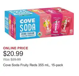 Costco Cove Soda Fruity Reds 355 mL, 15-pack offer