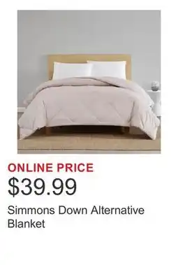 Costco Simmons Down Alternative Blanket offer
