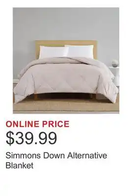 Costco Simmons Down Alternative Blanket offer