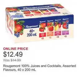 Costco Rougemont 100% Juices and Cocktails, Assorted Flavours, 40 x 200 mL offer
