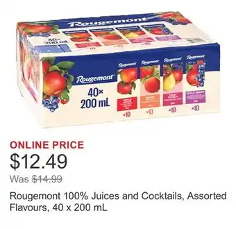 Costco Rougemont 100% Juices and Cocktails, Assorted Flavours, 40 x 200 mL offer