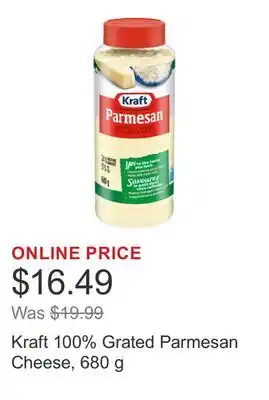 Costco Kraft 100% Grated Parmesan Cheese, 680 g offer