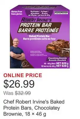 Costco Chef Robert Irvine's Baked Protein Bars, Chocolatey Brownie, 18 × 46 g offer