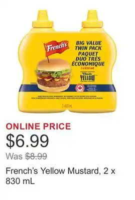 Costco French's Yellow Mustard, 2 x 830 mL offer