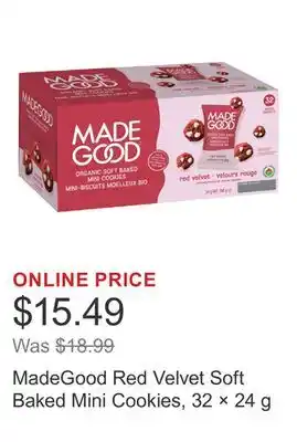 Costco MadeGood Red Velvet Soft Baked Mini Cookies, 32 × 24 g offer