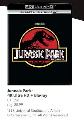 Toys R us Jurassic Park - 4K Ultra HD + Blu-ray offer