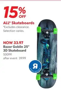 Toys R us Razor Goblin 25 3D Skateboard offer