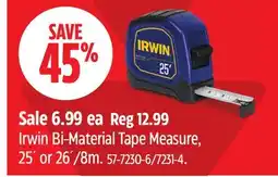 Canadian Tire Irwin Bi-Material Tape Measure offer