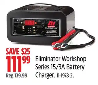 Canadian Tire Motomaster Eliminator Workshop Series 15/3A Battery Charger offer