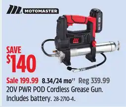 Canadian Tire Motomaster 20V PWR POD Cordless Grease Gun offer
