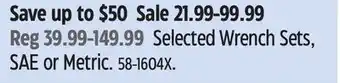 Canadian Tire Selected Wrench Sets, SAE or Metric offer