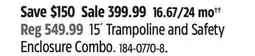Canadian Tire Jumptek 15' Trampoline and Safety Enclosure Combo offer