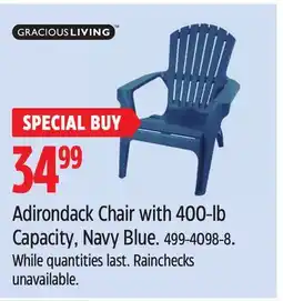 Canadian Tire Gracious Living Adirondack Chair with 400-lb Capacity, Navy Blue offer
