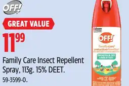Canadian Tire off Family Care Insect Repellent Spray, 113g offer