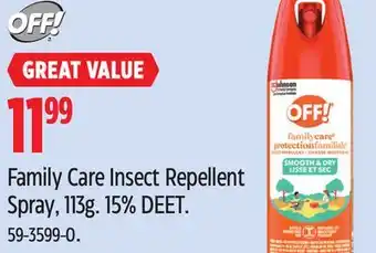 Canadian Tire off Family Care Insect Repellent Spray, 113g offer