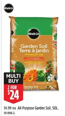 Canadian Tire Miracle-Gro All-Purpose Garden Soil, 50L offer